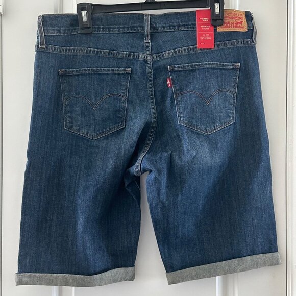 Levis Mens Bermuda Shorts 33 Mid Rise Slim Fit Classic Denim 99% Cotton - Picture 2 of 11